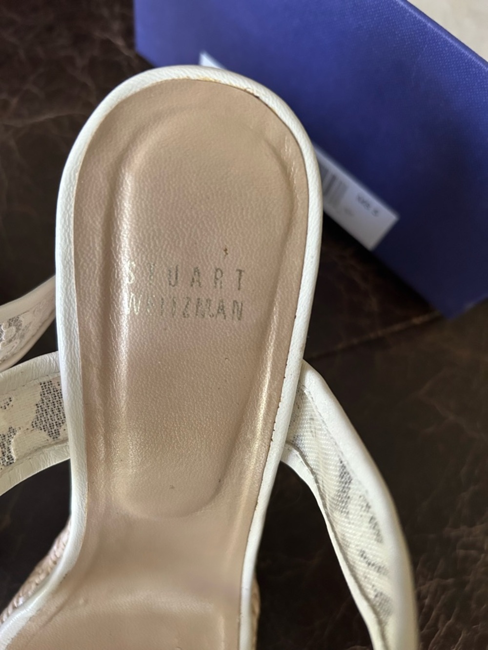 Stuart Weitzman Cream Lace Espadrille Wedge Sandals - Picture 7 of 12